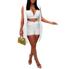 Ensembles 2 pièces Blazers gilet + soutien-gorge haut et short pour femmes