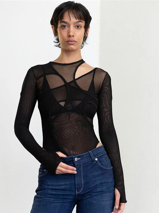 Combinaison Transparente Femme – Découpes Ajourées