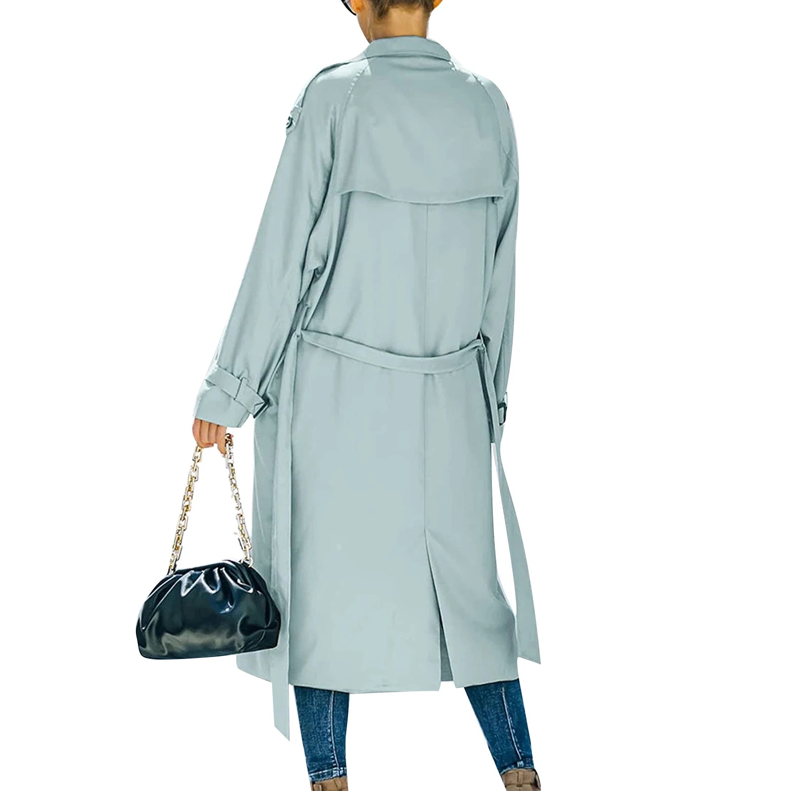 Manteau coupe-vent à double boutonnage pour femmes