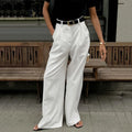Pantalon blanc taille haute à jambes larges pour femmes