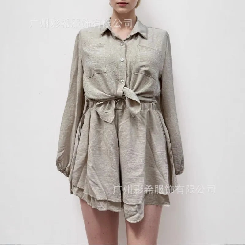 Ensemble 2 Pièces Femme – Chemise Blanche et Short Ample