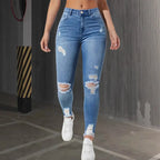 Jean Skinny déchiré taille haute pour femmes