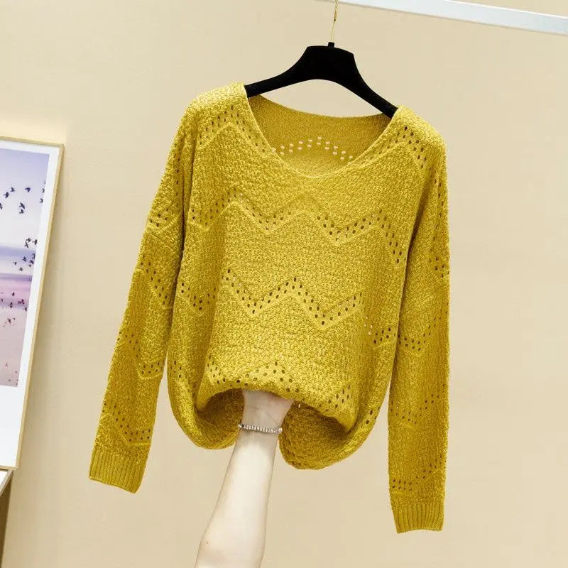 Pulls creux à col en V pour femmes