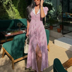 Robe maxi femme à imprimé floral contrasté pour femmes