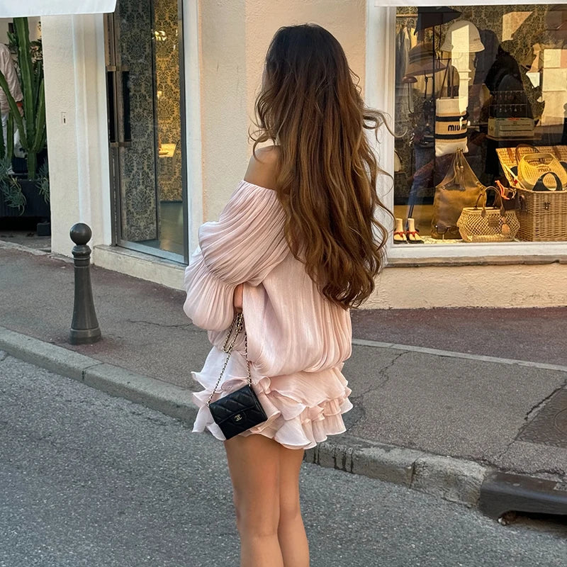 Robe Romantique Femme – Volants et Épaules Dénudées