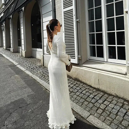 Robe Longue Femme – Plis et Volants