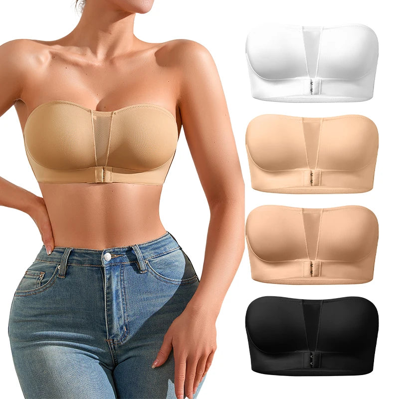 Soutien-gorge sans bretelles amovible rembourré pour femmes