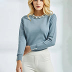 Pull chandails tricotés à manches longues pour femmes