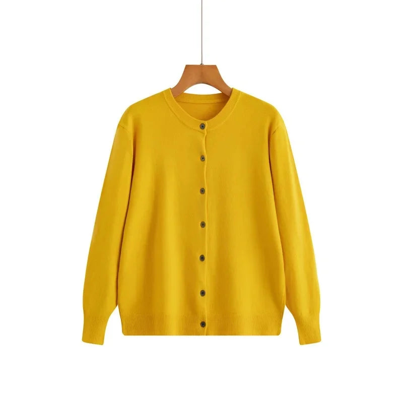 Cardigan tricoté à col rond pour femmes