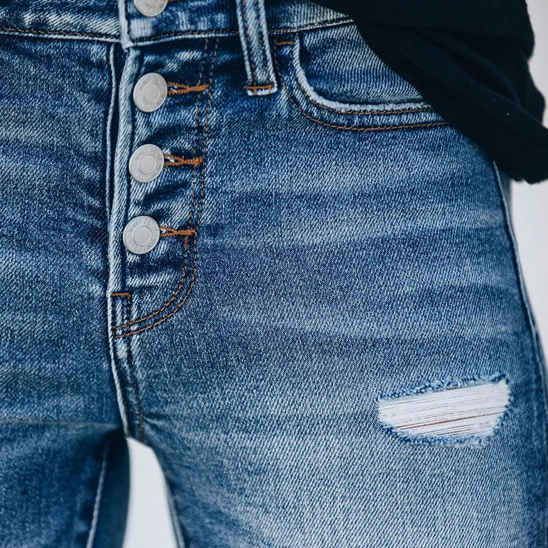 Jean déchiré taille moyenne pour femmes