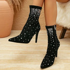 Bottines de luxe en cristal pour femmes