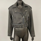 Veste courte en faux cuir pour femmes