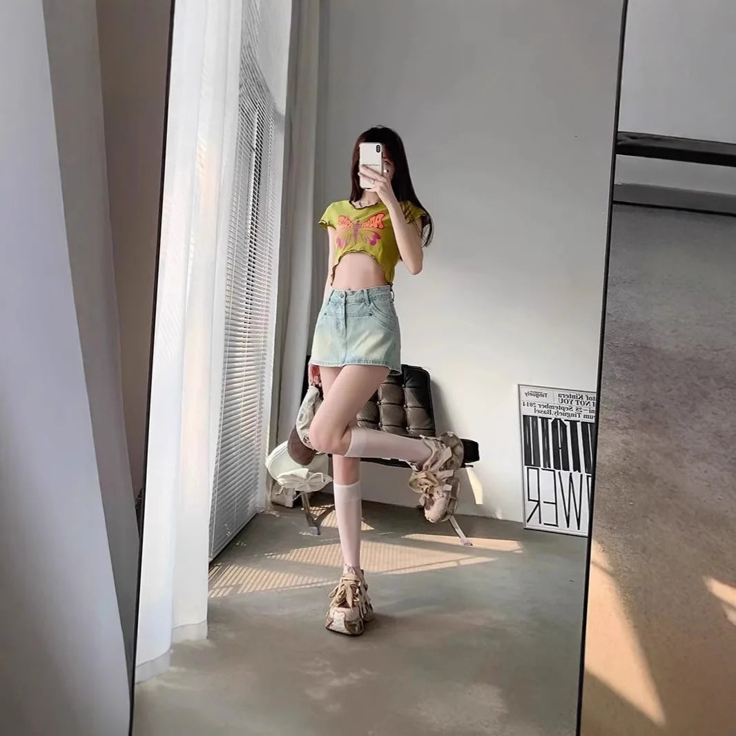 Jupe-culotte mini taille haute pour femmes