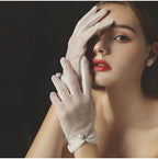 Gants de poignet courts en tulle blanc pour femmes