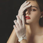 Gants de poignet courts en tulle blanc pour femmes