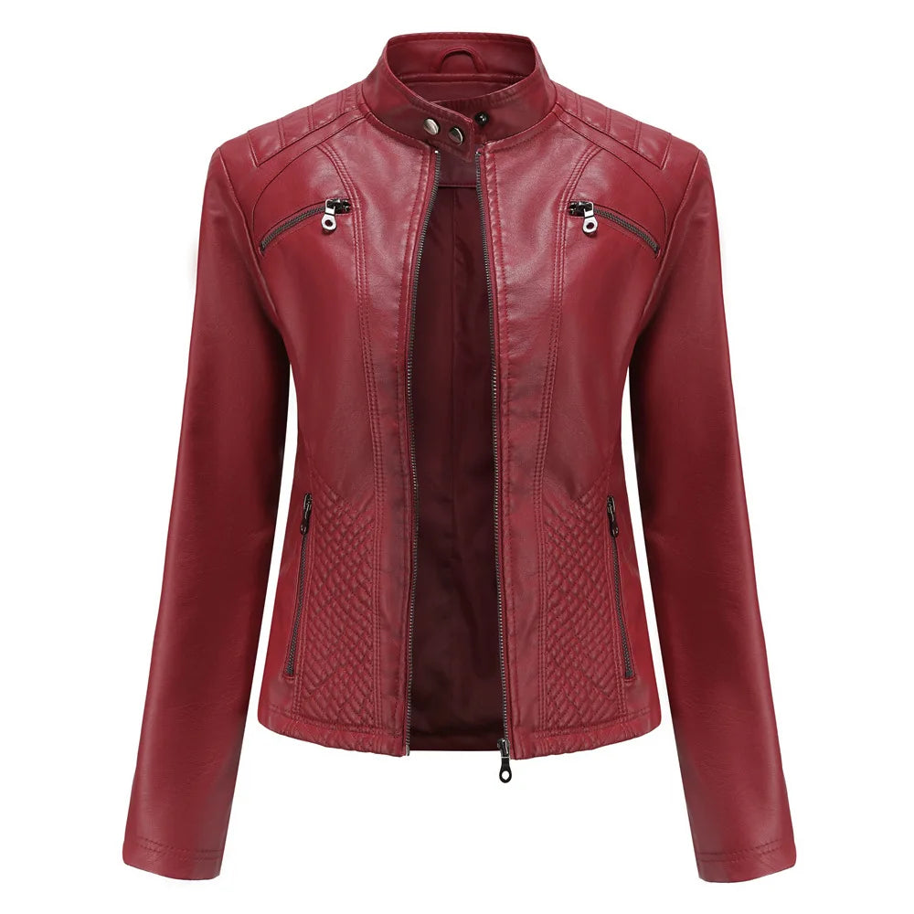 Veste en cuir PU pour femmes