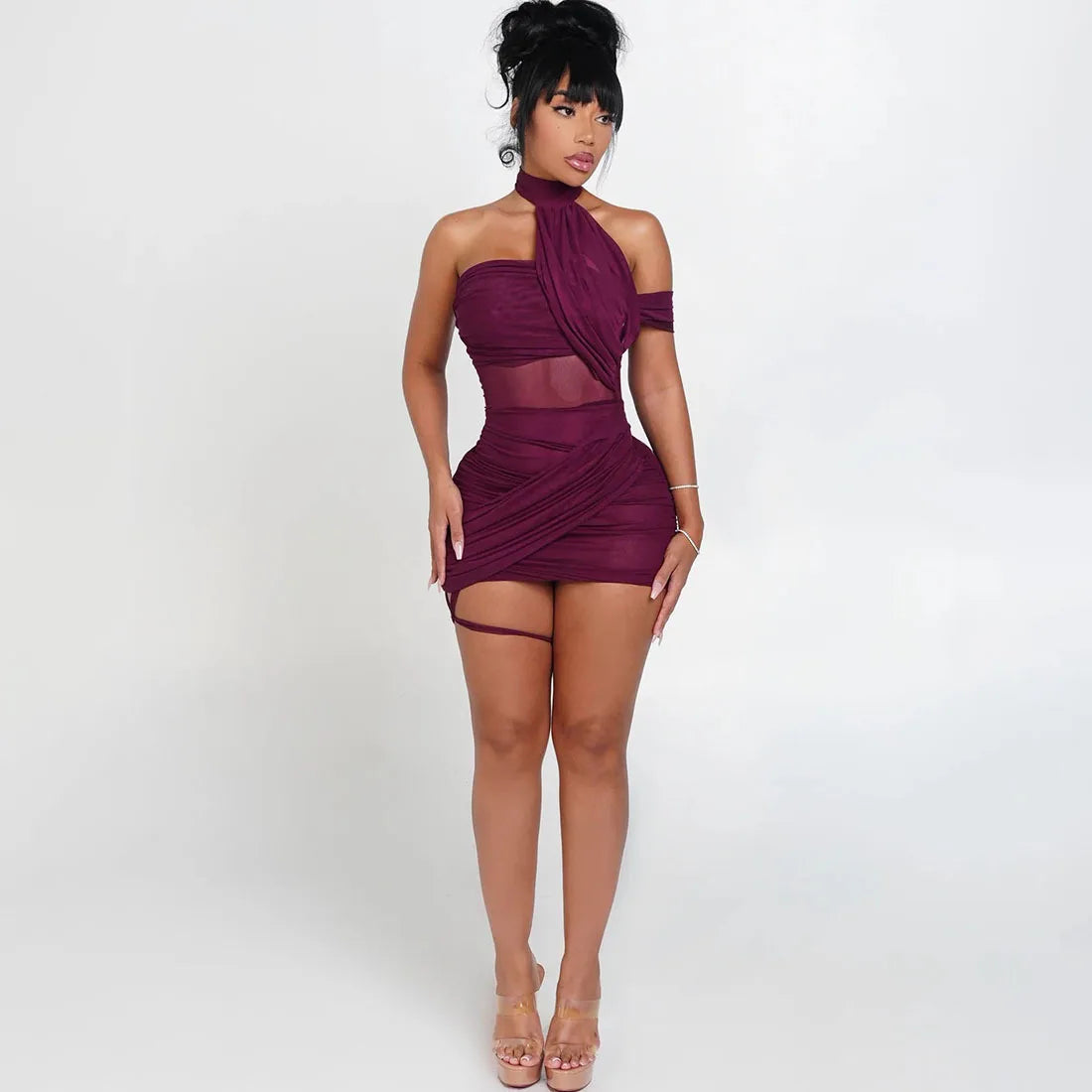 Mini robe en maille plissée femmes