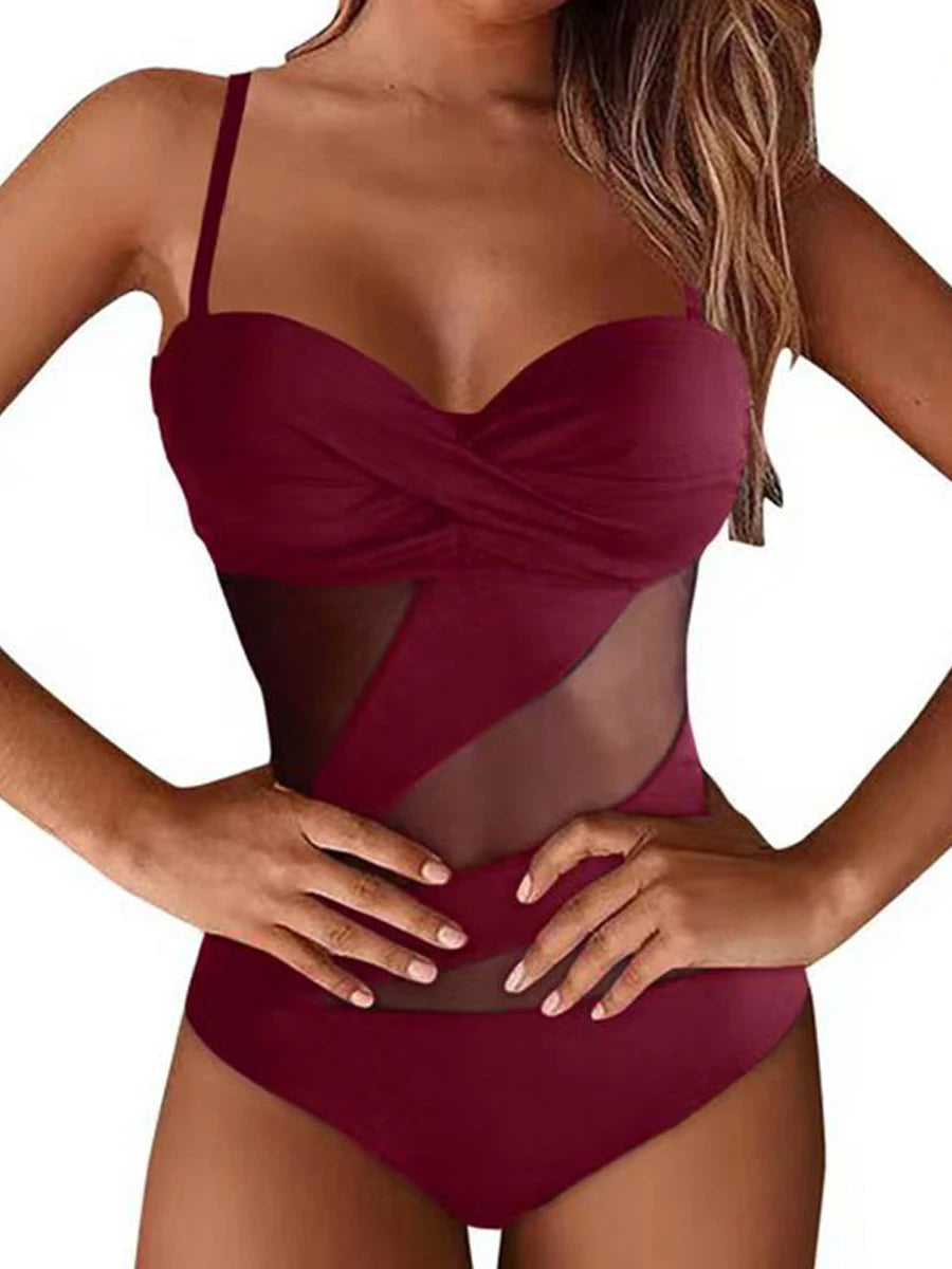 Maillot de bain une pièce à bretelles, dos nu pour femmes