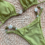 Maillot de bain deux pièces sexy et brillant, col licou, coupe haute, pour femmes