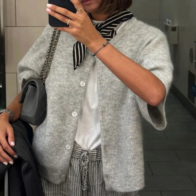 Cardigans vintage à manches courtes pour femmes