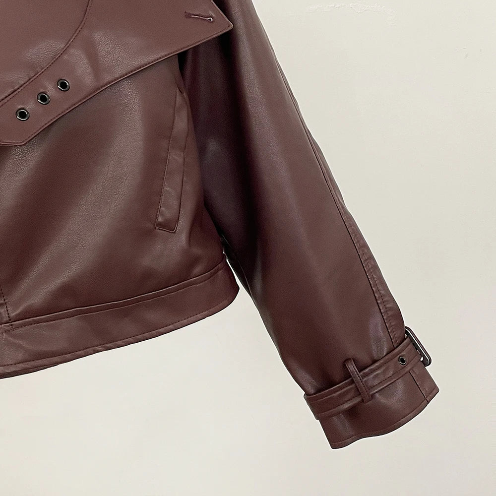 Blousons bomber en similicuir pour femmes
