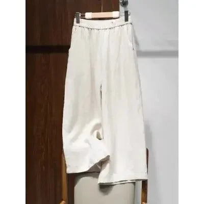 Pantalon amincissant en coton et lin pour femmes