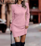 Robe courte moulante en maille unie pour femmes