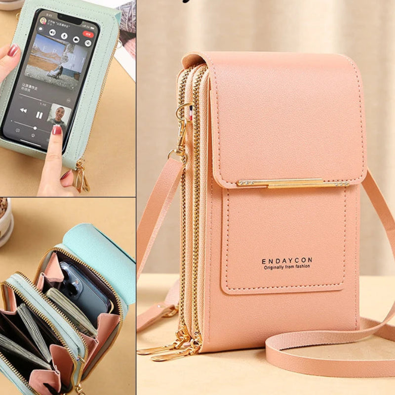 Sac à main en cuir souple téléphone portable pour femmes