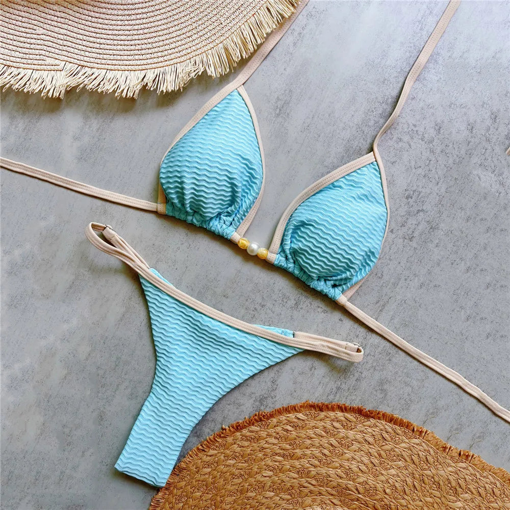 Maillot de bain deux pièces avec micro string pour femmes