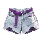 Short en jean déchiré taille haute pour femmes