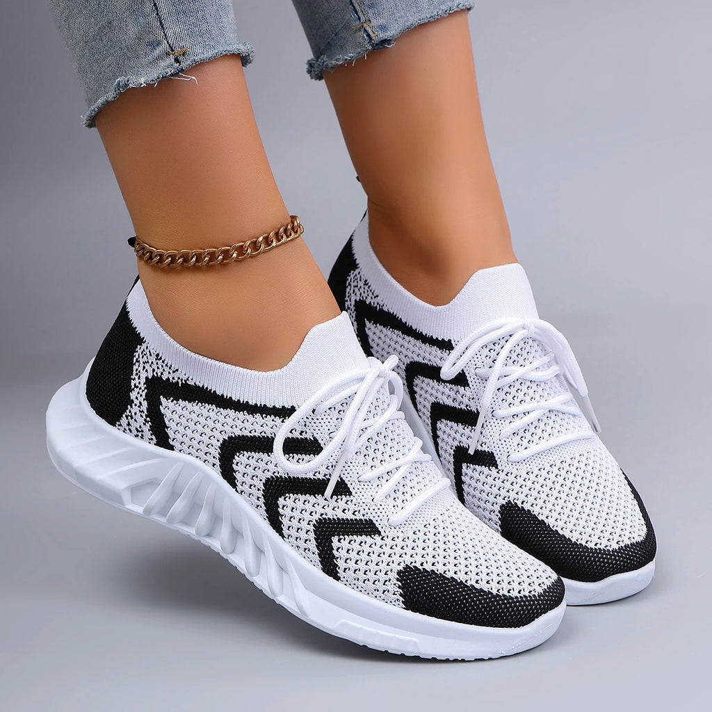 Baskets plates en maille respirante pour femmes