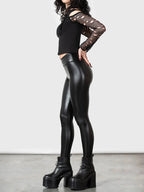 Pantalon en cuir PU extensible pour femmes