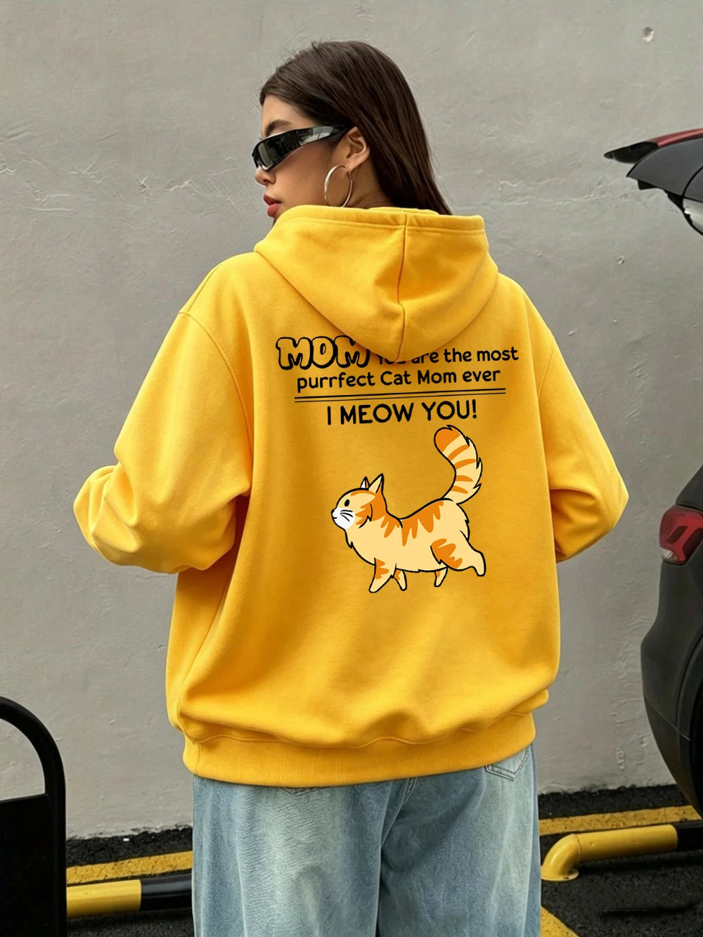 Sweat-shirts à capuche imprimés « Funny Cat Mom I Meow You » pour femmes