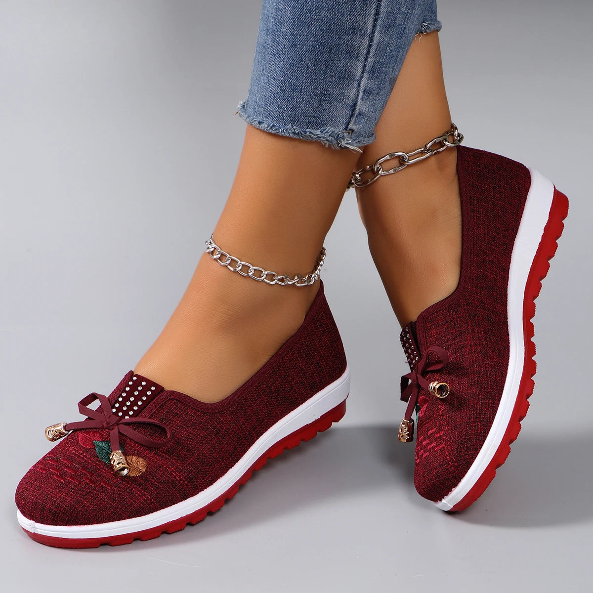 Chaussures plates d'été en maille respirante pour femmes
