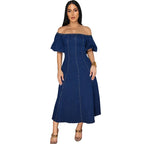 Robe longue en jean décontractée pour femmes