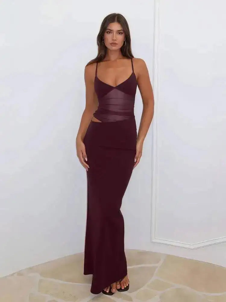 Robe longue en maille épissage pour femmes
