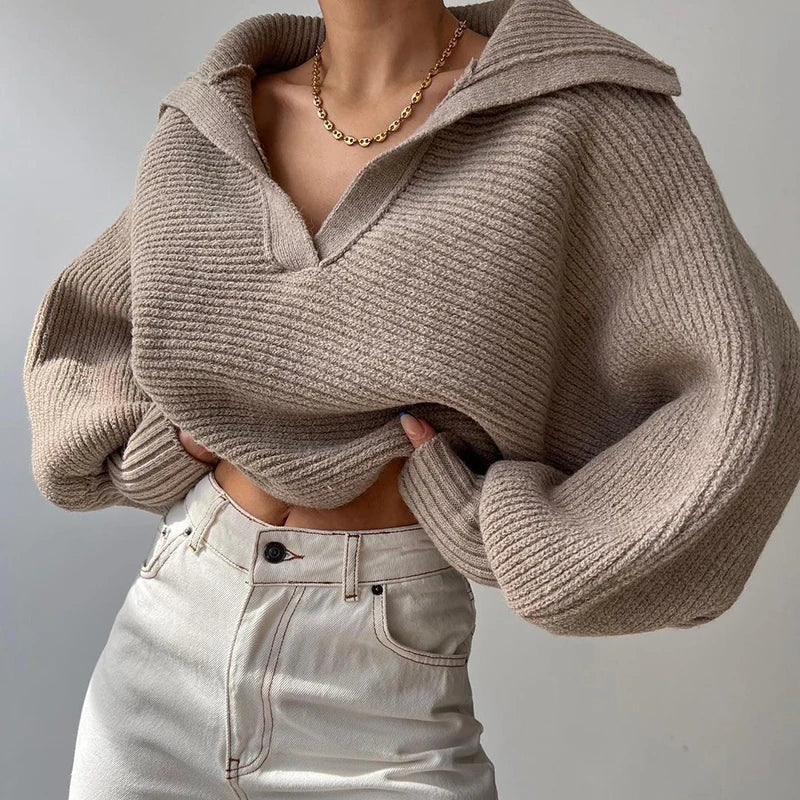 Pull court en tricot Vintage pour femmes