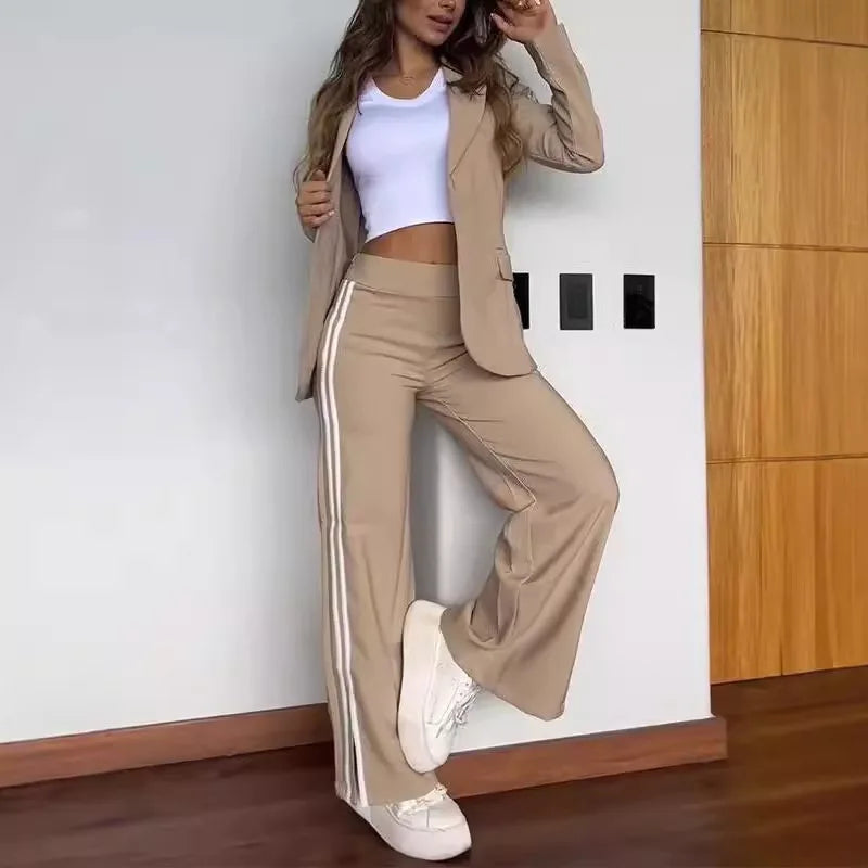 Ensemble 2 pièces pantalon à poches et blazer pour femmes