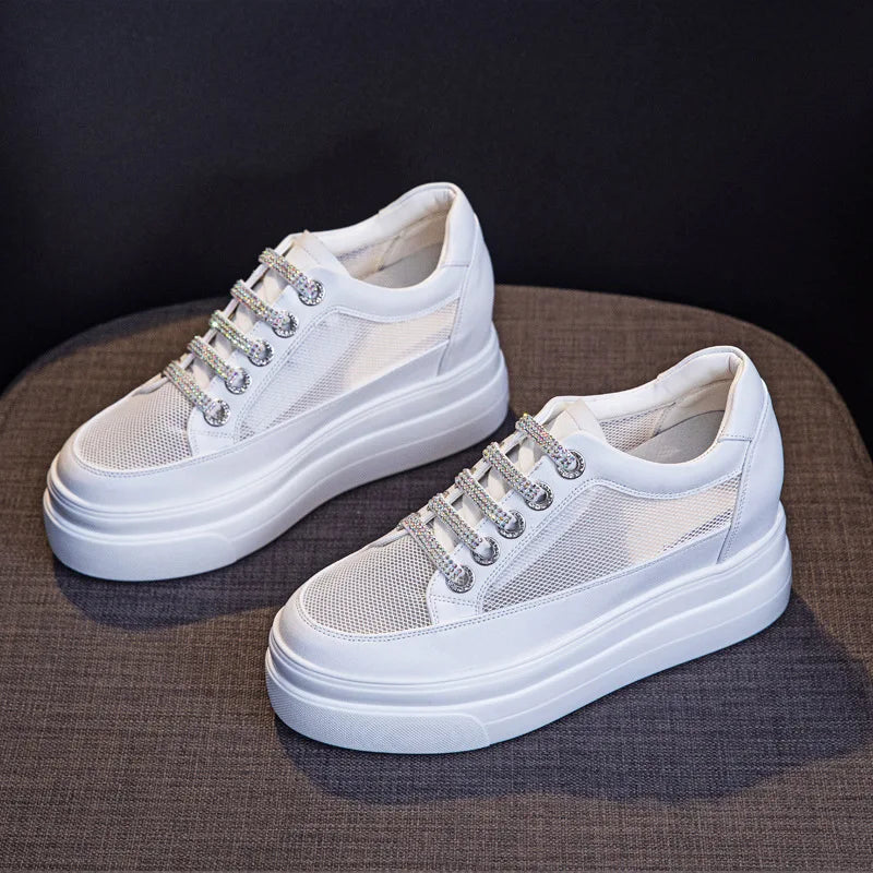 Baskets respirantes en cuir véritable pour femmes