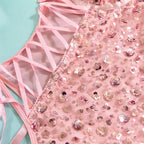 Body rose paillettes moulant pour femmes