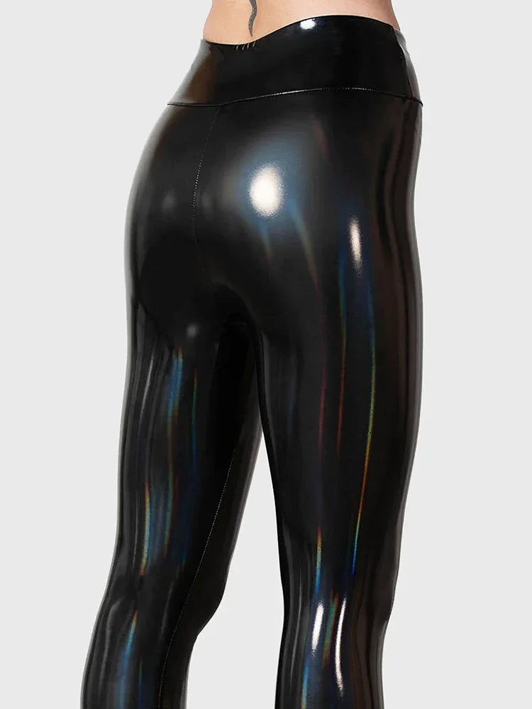 Leggings en cuir PU taille haute pour femmes