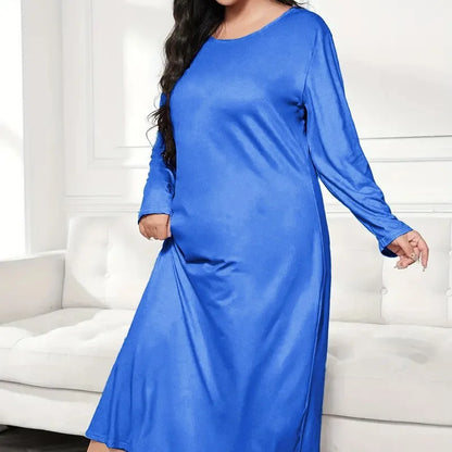 Robe de Nuit Mi-Longue Femme – Coupe Ample et Manches Longues