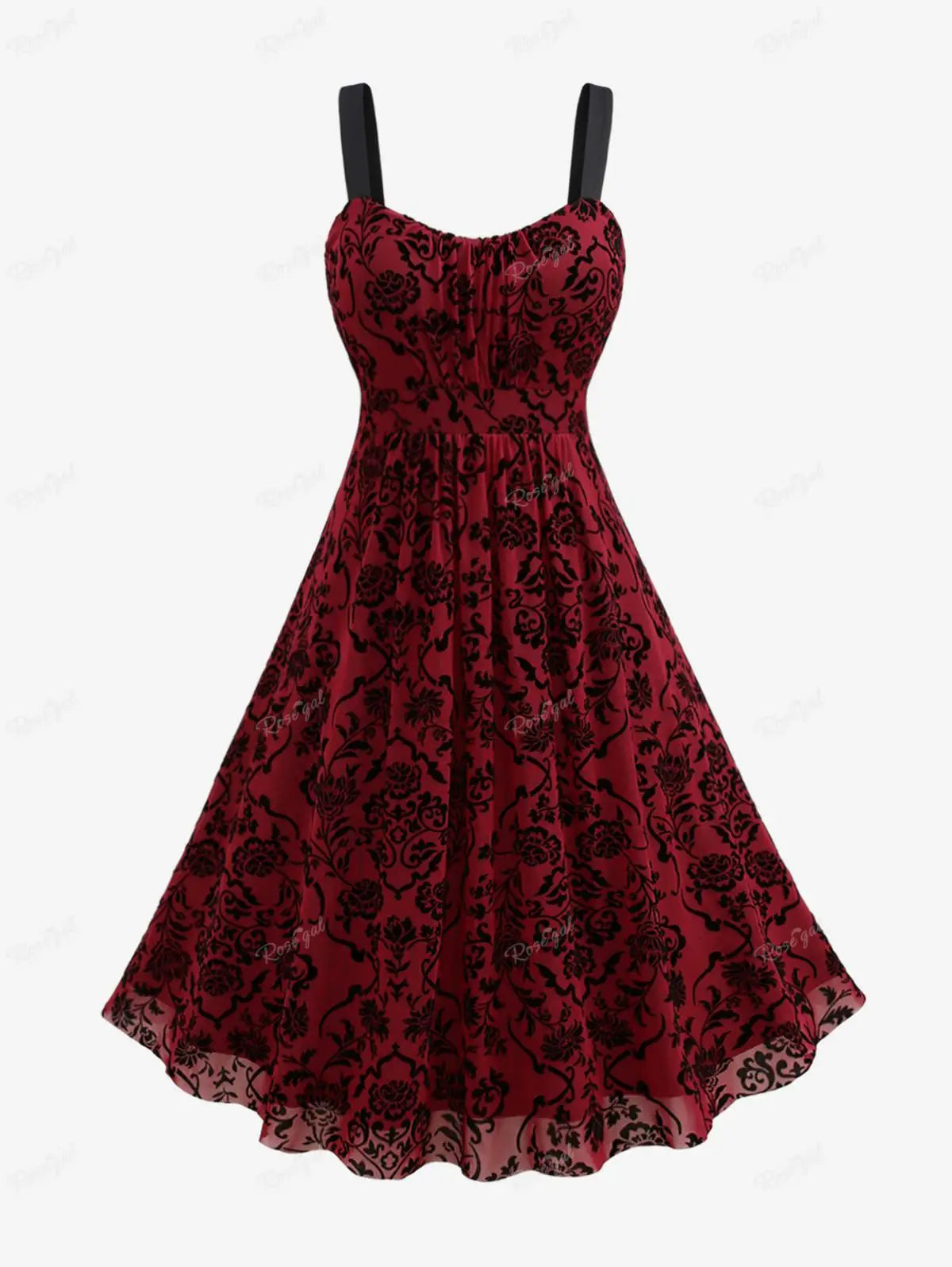 Robe en maille superposée à fleurs vintage pour femmes