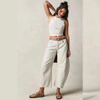 Pantalon en jean délavé taille mi-basse pour femmes