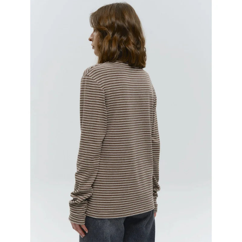 Pullover en coton rayé à manches longues pour femmes