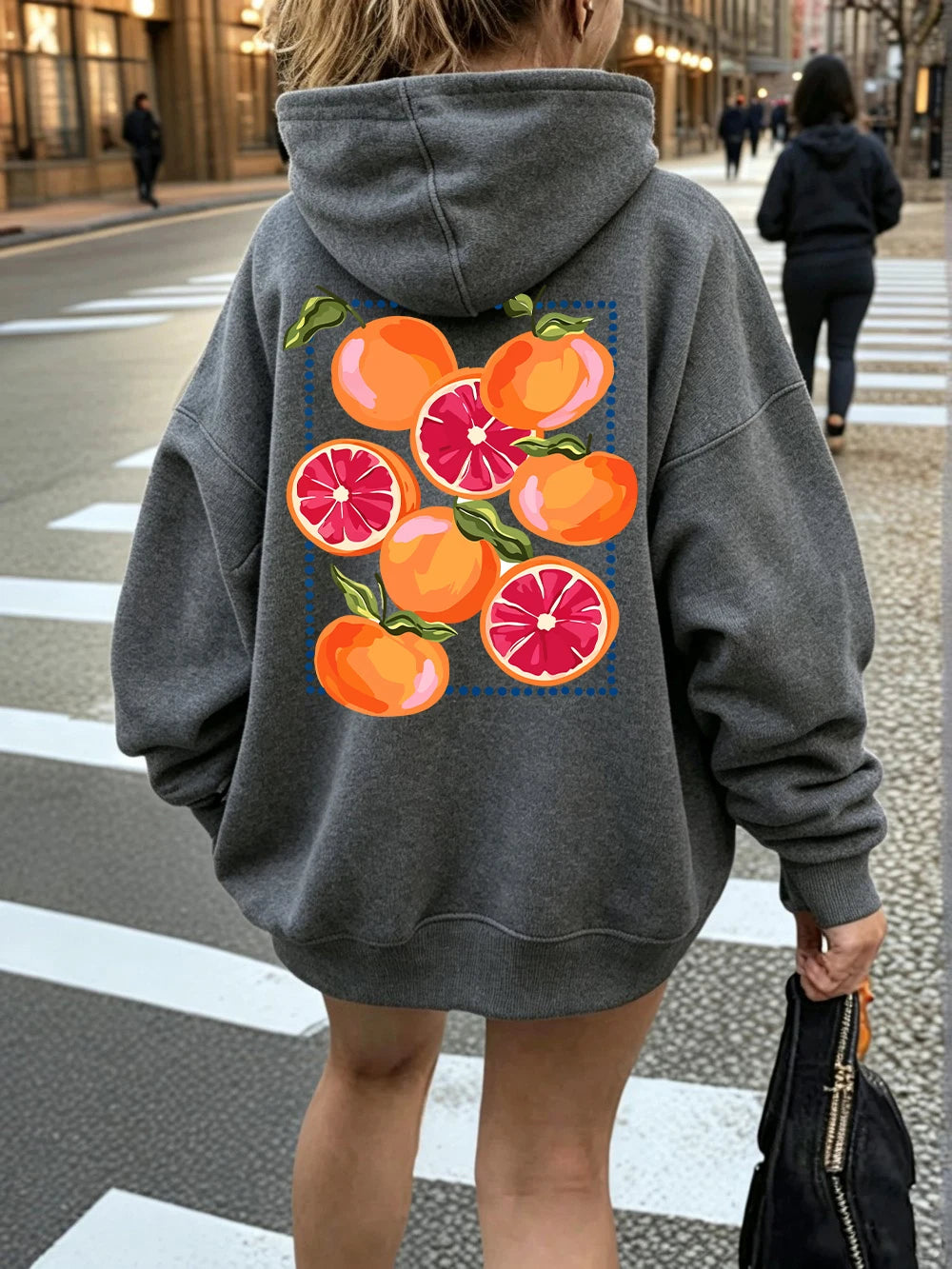 Sweat-shirt à capuche imprimé dessins animés Blood Orange pour femmes