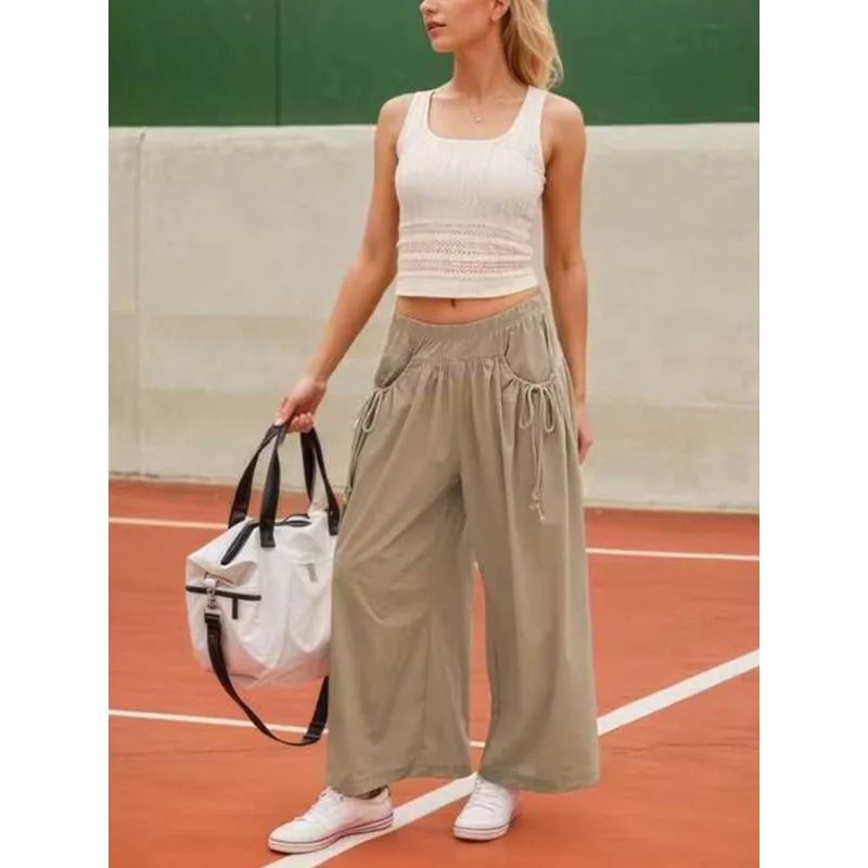Pantalon à poches avec cordon de serrage pour femmes
