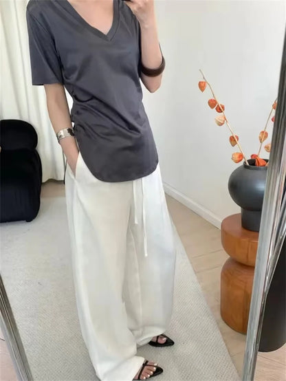 Pantalon d’Été Femme – Lin Blanc et Coupe Ample