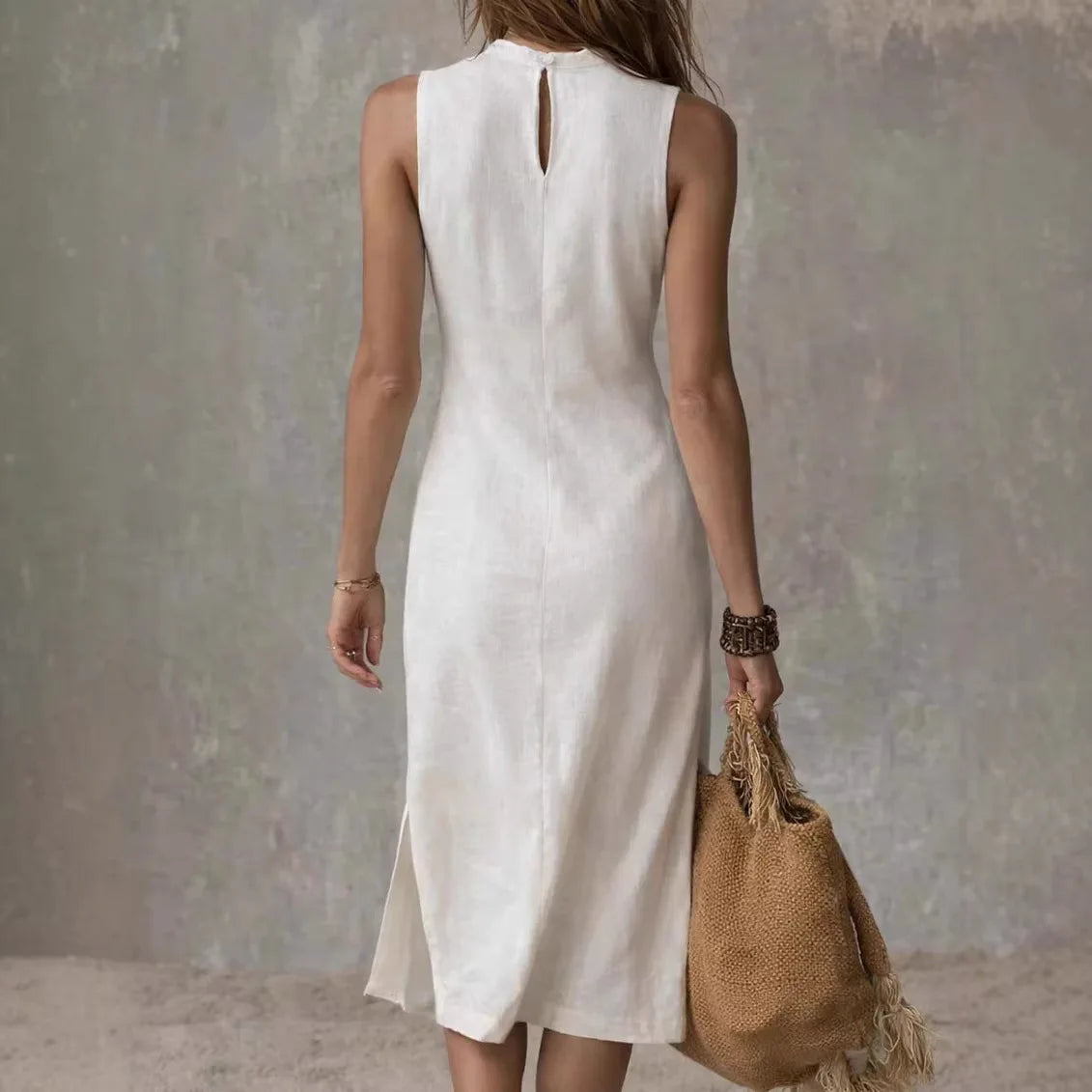 Robe Gilet Femme – Sans Manches et Fente Haute