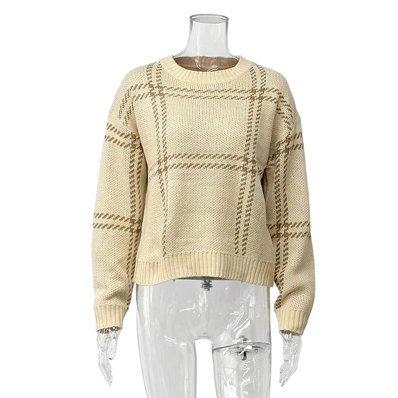 Pull ample à rayures beiges pour femmes